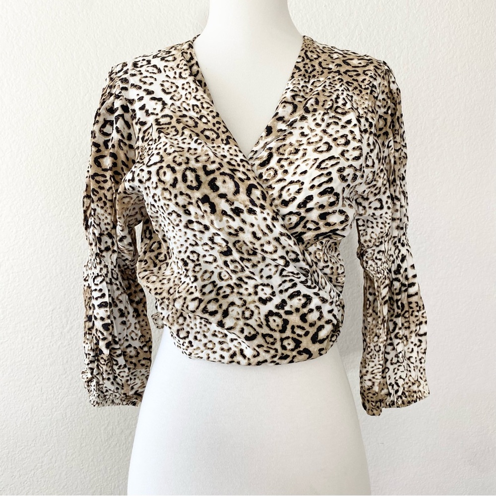 FAITHFULL THE BRAND Bisset Leopard Print Wrap Top - Picture 2 of 5